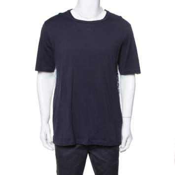 Pre Owned Louis Vuitton Navy Blue Cotton LV Cards Print Back T-Shirt XXL