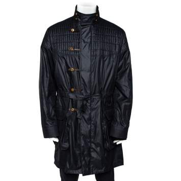 Pre Owned Louis Vuitton Dark Navy Quilt Detail Detachable Hooded Parka XXL
