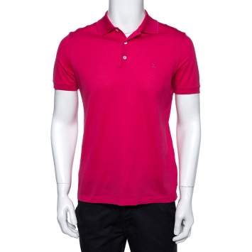 Pre Owned Louis Vuitton Fuschia Pink Cotton Pique Polo T-Shirt S