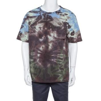Pre Owned Louis Vuitton Multicolor Tie-Dye Printed Knit Pocket Detail T Shirt L