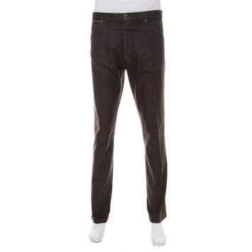 Pre Owned Louis Vuitton Brown Denim Tapered Leg Jeans XL