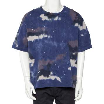Pre Owned Louis Vuitton Blue Tie Dye Cotton Abloh Camouflage T-Shirt XXL