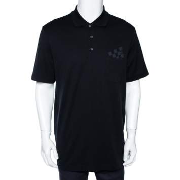 Pre Owned Louis Vuitton Black Cotton Damier Pocket Printed Polo T-Shirt XXL