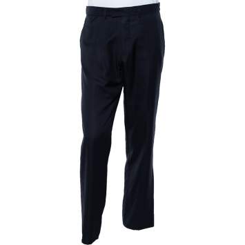 Pre Owned Louis Vuitton Navy Blue Cashmere & Silk Trousers L
