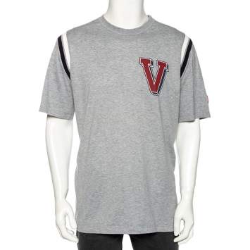 Pre Owned Louis Vuitton Grey Cotton Contrast Rib Detailed Crew Neck T-Shirt XXL