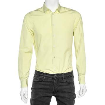 Pre Owned Louis Vuitton Yellow Cotton Long Sleeve Shirt S