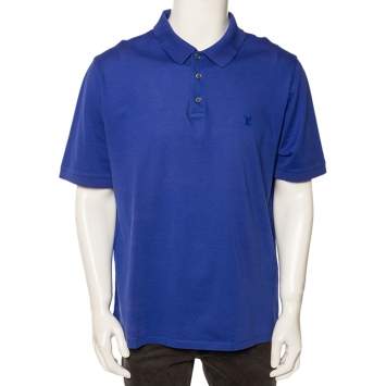 Pre Owned Louis Vuitton Blue Cotton Pique Polo T-Shirt 4XL