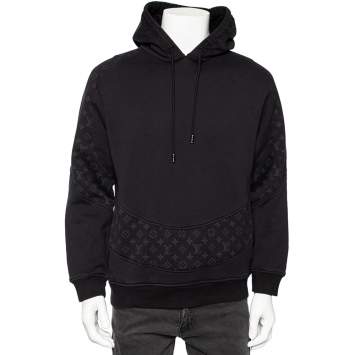 Pre Owned Louis Vuitton Black Cotton Circle Cut Pull-Over Hoodie L