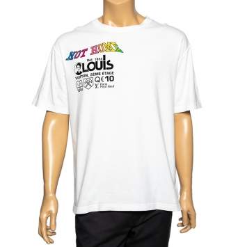 Pre Owned Louis Vuitton White Kansas Winds Printed Cotton T-Shirt L