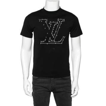 Pre Owned Louis Vuitton Black LV Stitch Cotton Short Sleeve T-Shirt XS
