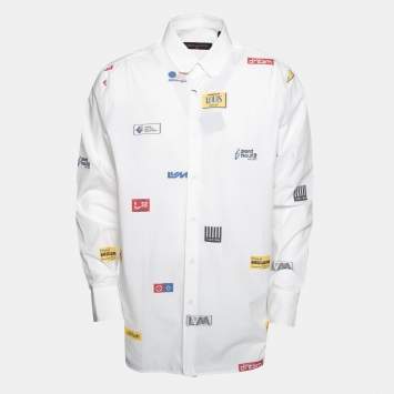 Pre Owned Louis Vuitton White Cotton Printed Long Sleeve Shirt L