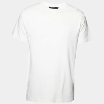 Pre Owned Louis Vuitton White Cotton Inside Out Short Sleeve Crew Neck T-Shirt M