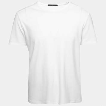 Pre Owned Louis Vuitton White Cotton Wardrobe Printed Crew Neck T-Shirt M