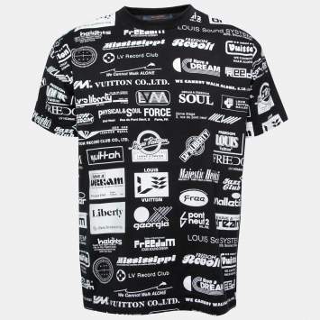 Pre Owned Louis Vuitton Black All-Over Logo Print Cotton Short Sleeve T-Shirt M