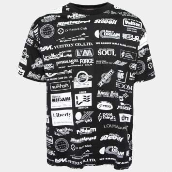 مملوكة مسبقًا Louis Vuitton Black All-Over Logo Print Cotton Short Sleeve T-Shirt L