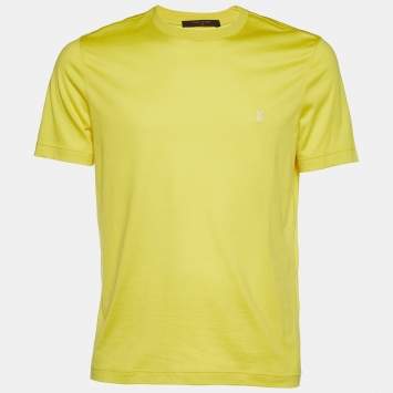 Pre Owned Louis Vuitton Yellow Jersey Crew Neck T-Shirt S