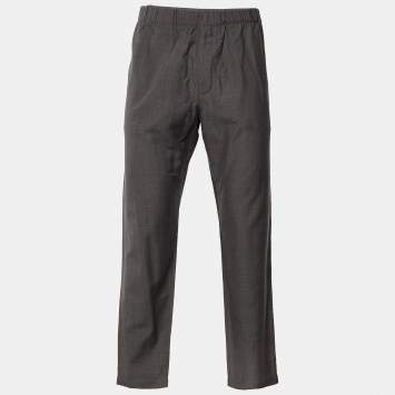 Pre Owned Louis Vuitton Grey Herringbone Wool Elasticized Waist Trousers L