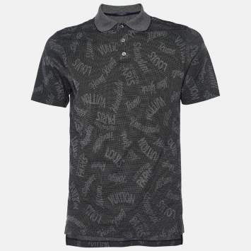 Pre Owned Louis Vuitton Grey Cities Print Cotton Polo T-Shirt L