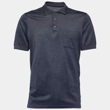 Pre Owned Louis Vuitton Dark Blue Cotton Pique Polo T-Shirt XL