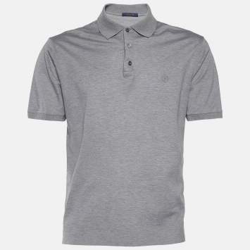 Pre Owned Louis Vuitton Grey Pique Knit Cotton Polo T-Shirt XL