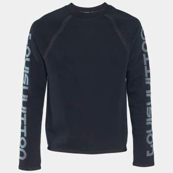 Pre Owned Louis Vuitton Black Knit Malletier Paris 1854 Print Raglan Sleeve Jumper XL