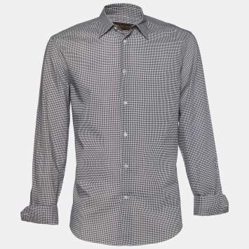 Pre Owned Louis Vuitton Monochrome Printed Cotton Long Sleeve Shirt L