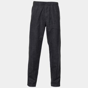Pre Owned Louis Vuitton Grey Wool & Silk Blend Drawstring Waist Trousers XL