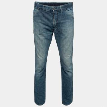 Pre Owned Louis Vuitton Blue Denim Straight-Fit Jeans L