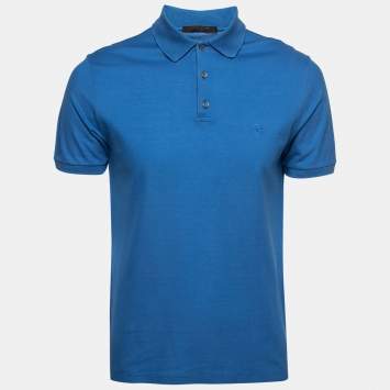 Pre Owned Louis Vuitton Blue Cotton Pique Polo T-Shirt M