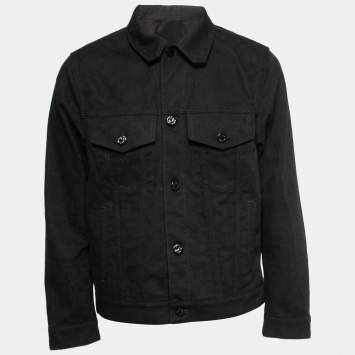 Pre Owned Louis Vuitton Black Monogram Jacquard Denim Jacket XL