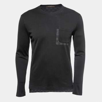 Pre Owned Louis Vuitton Black Cotton Long Sleeve T-Shirt S
