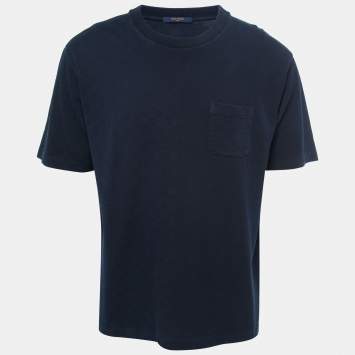 Pre Owned Louis Vuitton Navy Blue Cotton Pique T-Shirt XXL