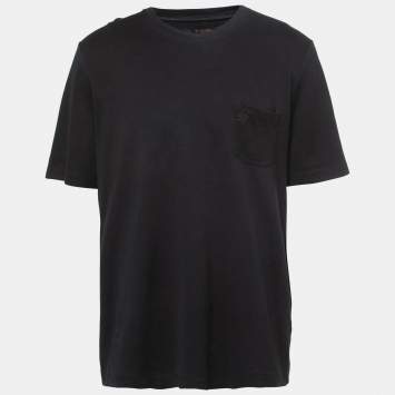 Pre Owned Louis Vuitton Black Cotton Damier Pocket Crew Neck T-Shirt 5XL
