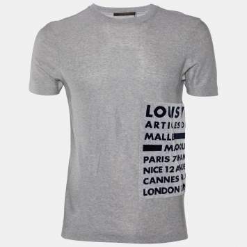 Pre Owned Louis Vuitton Grey  Logo Patch Detail Cotton Knit T-Shirt S