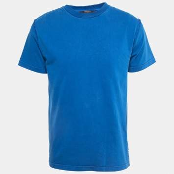 Pre Owned Louis Vuitton Blue Cotton Crew Neck Half Sleeve T-Shirt S