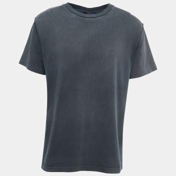 Pre Owned Louis Vuitton Charcoal Grey Cotton Crew Neck T-Shirt M