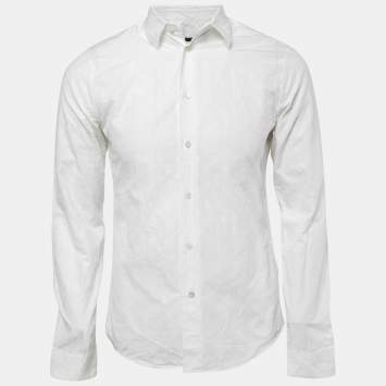 Pre Owned Louis Vuitton White logo Monogram Cotton Button Front Shirt M