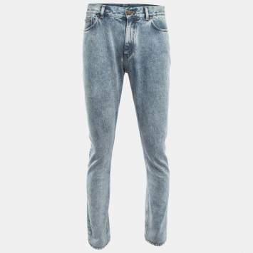 Pre Owned Louis Vuitton Light Blue Washed Denim Jeans L Waist 34"