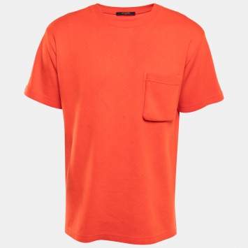 Pre Owned Louis Vuitton Orange Monogram Cotton Pique Crew Neck Half Sleeve T-Shirt M