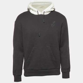 Pre Owned Louis Vuitton Black/White Logo Print Cotton Hoodie M