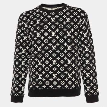 Pre Owned Louis Vuitton Black Monogram Intarsia Knit Sweatshirt M