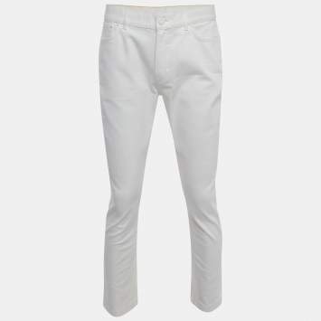 Pre Owned Louis Vuitton White Denim Regular Fit Jeans L/Waist 35.5"