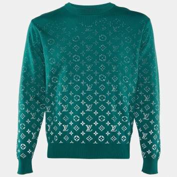 Pre Owned Louis Vuitton Green Gradient Monogram Cotton Sweater XS
