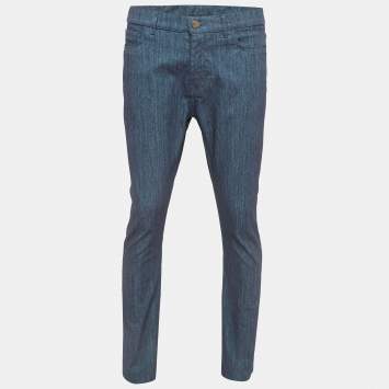 Pre Owned Louis Vuitton Navy Blue Denim Straight Leg Jeans L Waist 34''