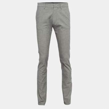 Pre Owned Louis Vuitton Grey Cotton Buttoned Chino Trousers M