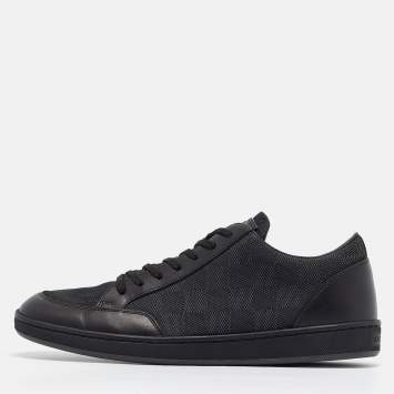 Pre Owned Louis Vuitton Graphite/Black Damier Nylon and Leather Offshore Low-Top Sneakers Size 41
