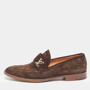 Pre Owned Louis Vuitton Brown Suede Saint Germain Slip On Loafers Size 43