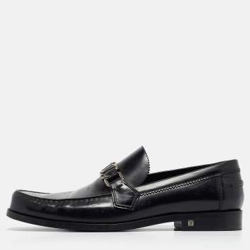 Pre Owned Louis Vuitton Black Leather Hockeneim Loafers Size 42
