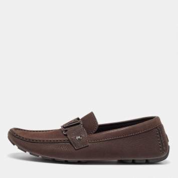 Pre Owned Louis Vuitton Dark Brown Leather Monte Carlo Loafers Size 41