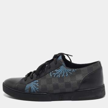 Pre Owned Louis Vuitton Black Canvas and Leather Match Up Sneakers Size 42.5